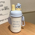 White cartoon stainless steel vacuum cup with blue lid and cute cloud doll accessory - 500ml / BSQ-860 Blue