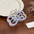 Iridescent butterfly hair claw clip with holographic finish and gold metal spring - Metallic Blue