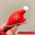 Mini red plush Christmas hat brooch with snowflake embroidery and white pom-pom - Santa Hat Brooch