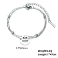 Bracciale a doppio strato in acciaio inossidabile argento con pendente lettera B - Lettera-B / Argento