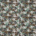 Cotton bandana featuring green camouflage print and white skull graphics - Camouflage Skull (N-02)