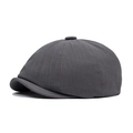 Classic dark grey newsboy cap in solid octagonal cotton twill fabric with a short brim - Gray