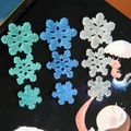 Translucent glitter resin snowflake charms for DIY crafts in blue and white colors - Random Size / Mixed Colors