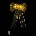 Golden translucent LED Christmas bow decoration with warm yellow lights and battery box - Warm Light / Gold