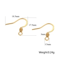Golden stainless steel earring hooks for DIY jewelry making with dimensions and weight info - Flattened Spiral Earring Hooks - Gold