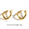 Macro view of 18K gold-plated irregular geometric hoop earrings with 21mm outer diameter - 18K Gold / Gold (MZY-221)