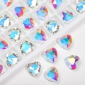 12mm heart-shaped glass crystal rhinestones with iridescent AB color coating effect - AB Color