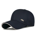 Cappellino da baseball blu navy da uomo con bordo a contrasto beige e placca metallica laterale - Regolabile / Blu navy