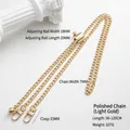 Adjustable light gold metal bag chain strap with ball buckle and lobster clasps - Light Gold Polished Chain + Pineapple Grid Ball