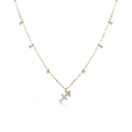 Golden Sagittarius zodiac necklace with sparkling zircon pavé and beaded chain - Sagittarius
