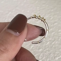 Detail of adjustable 925 silver ring featuring a two-tone silver and gold finish design - Silver Gold Two-tone (JZ0804)
