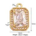 Ciondolo rettangolare placcato oro con zircone taglio smeraldo e halo, 10x12mm - Chiaro/Piccolo Rettangolo