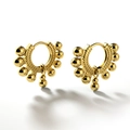 Classic bohemian gold semi-circle fish-shaped drop earrings with metal bead details - Metal Ball Drop Style
