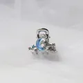Pince à cheveux étoile et lune en argent avec cristaux bleus et strass étincelants - Lune Bleue Douce / 2cm