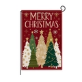 Red Merry Christmas garden flag with decorative trees and snowflakes for yard decor - Red Vintage Printed Tree (HYQ068-6)