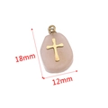 Pink natural stone oval pendant with gold cross inlay and 18mm by 12mm size markers - Rose Quartz Inlay - Cross
