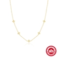 Elegant gold S925 sterling silver necklace with five sparkling zircon clover pendants - 925 Silver / Gold