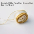 Off-white fishtail organza ribbon with gold wavy edge, size 4cm x 10 yards for floral gift wrap - Simple Gold-edged Fishtail Yarn / Off-white