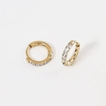 Golden stainless steel huggie earrings with cubic zirconia stones in channel setting - 2.0*8mm Gold (Pair)