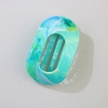 Blue and white marble pattern ABS hair claw clip with translucent resin finish - Bulk Packaging / Oval Clip / Emerald Green