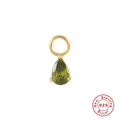 Handgefertigter Anhänger aus 925er Sterlingsilber mit olivgrünem Tropfen-Edelstein in Gold - Gold Grüner Edelstein Tropfen (#37)