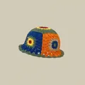 Colorful crochet bucket hat with floral motifs and multi-color granny square patterns - One Size / Green Border Granny Square Hat