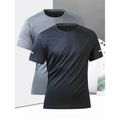 Men's breathable quick-dry sports t-shirt in navy blue and grey with reflective strips - S / Black and Grey