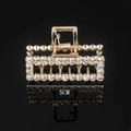 Detailed close-up of a 5cm golden alloy hair claw clip with rhinestones and measurement - Full Rhinestone Square 5CM Claw Clip