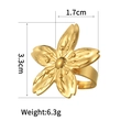 Vintage 18K gold plated stainless steel cherry blossom flower ring with adjustable band - Cherry Blossom (S-R755)