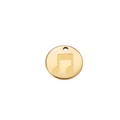 Macro detail of a 18K gold-plated stainless steel round pendant with engraved music note - 18K Gold Plated / Gold