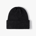 Gorro de invierno de punto en mezcla negro y gris con dobladillo grueso para mayor calidez - Negro