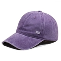 Vintage washed purple cotton baseball cap with RK side embroidery in a 45-degree angle view - Adjustable / Purple