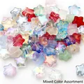 Star-shaped faux glass beads with iridescent finish and gold foil for DIY jewelry - 8mm 10Pcs/Bag / Electroplated Random Mixed Colors