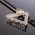 Macro view of triangular hair claw with shimmering rhinestones and size dimensions - Full Rhinestone Triangle 5CM Claw Clip