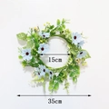 Detail view of Easter daisy candle ring wreath with 15cm inner and 35cm outer diameter - Blue Artificial Flower Wreath