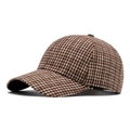 Classic houndstooth baseball cap in vintage brown and beige pattern for outdoor wear - Adjustable / Wine Red Retro Plaid