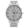 Classic silver stainless steel business watch for men with a white dial and analog display - White Dial Silver Strap