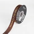 Coffee brown 2.5cm ribbed ribbon with gold foil Love is Eternal text for gift wrapping - 2.5cm Wide x 30 Yards Long / Coffee