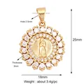 Golden sunburst Virgin Mary pendant with white zircon inlay and 25mm height - Gold M143994-Gold Sun Mary White CZ