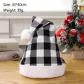 Modern black and white checkered plush Christmas hat measuring 30x40cm for holiday party - Black & White Large Plaid