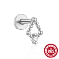 S925 sterling silver triangle stud earring with sparkling diamond and white opal inlay - White Gold Style 9-Triangle Bead