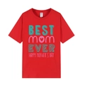 T-shirt rouge en coton pour femme avec imprimé Happy Mother's Day et Best Mom Ever - XS / Hauts / Rouge