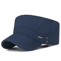 Berretto militare da uomo blu navy in cotone con placca logo e ricamo sul lato - Blu navy
