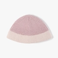Thick pink knit beanie for women with white chevron pattern and warm ribbed texture - Dusty Pink