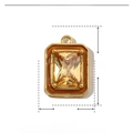 Macro detail of a square stainless steel pendant with yellow zircon and orange enamel - YE779-2-Rectangle Yellow Zircon