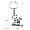Winter sports panda ski keychain with silver metal finish and black enamel detail - Skiing Panda (Silver)