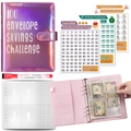 Purple holographic binder for 100 day savings challenge with trackers and envelopes - Holographic Pink Premium Set (Incl. Inserts + Tracker + Pen)