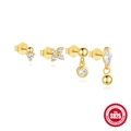 S925 sterling zilveren vergulde 4-delige oorbellen set met heldere zirkonia's - 925 zilver / Goud #1