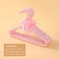 Pink pearl pet clothes hanger with ribbon bow, mini size 25x17.5cm for cat and dog clothes - 25cm / Pink