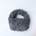 Dark grey chenille plush handbag with a soft marshmallow texture and integrated handle - Gray